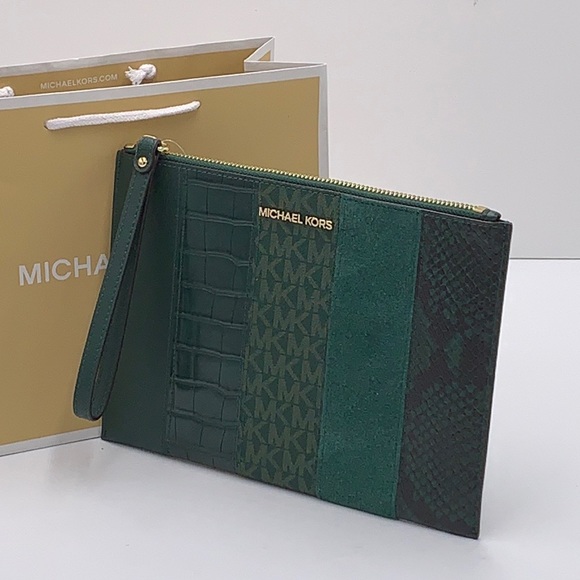 Michael Kors JST XL Zip Clutch Wristlet - Racing Green Multi - Picture 15 of 15